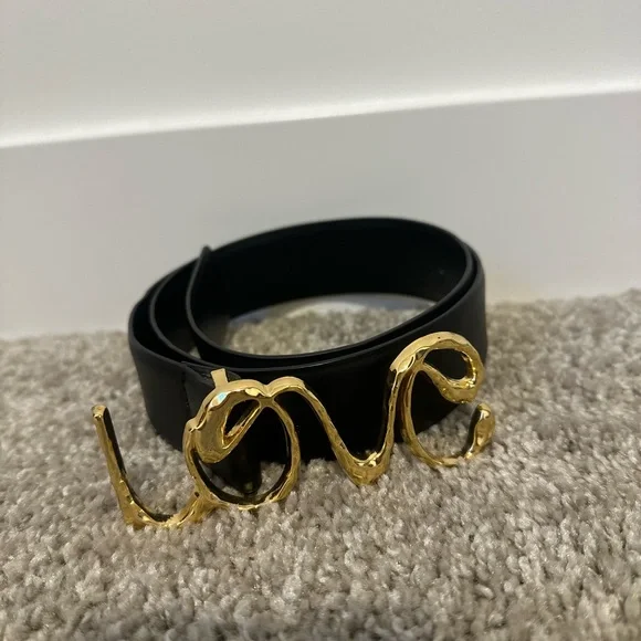 ZARA Belt with Gold 'Love' Buckle - Picture 3 of 9